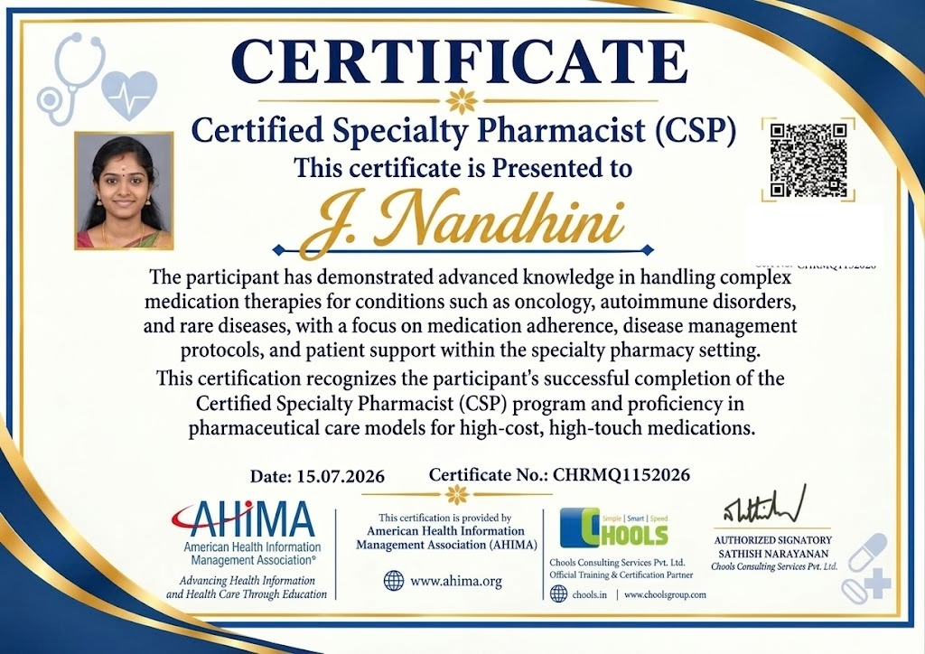 Healthcare and Pharma Program Certificate